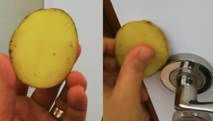Pommes de terre pour nettoyer les portes en bois